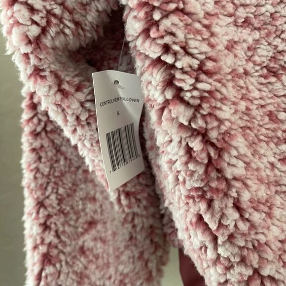 DEREK HEART Faux Sherpa Cropped Quarter Zip Top in Pink Size Small NEW - Picture 11 of 13